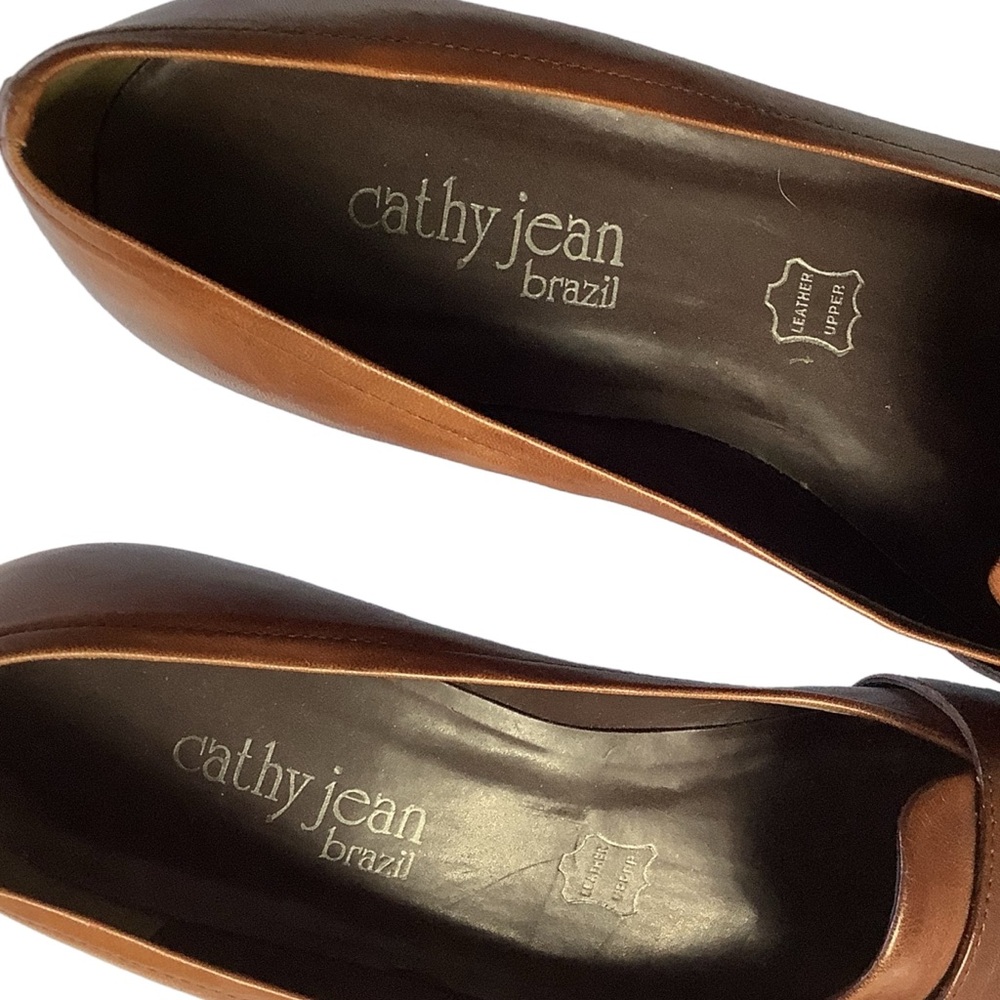 US 8 Cathy Jean Brazil Vintage Buckle Brown Leather Kitten Heels READ - Picture 15 of 16